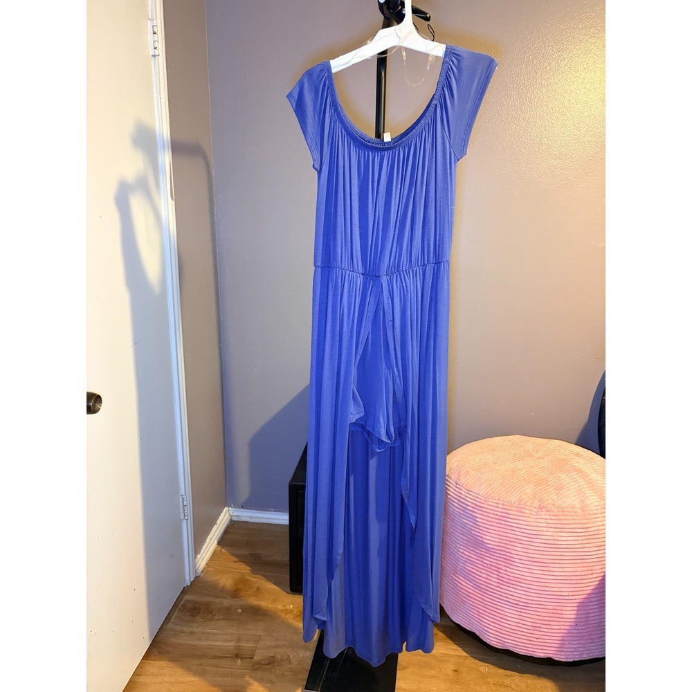Emerald Blue Romper Maxi Dress Womens Small Sleeveless Round Neck Pullover